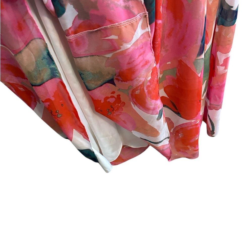 Eliza J Vibrant Multicolor Floral Print Lined Sz 10 One Shoulder Bow Detail - Picture 9 of 13